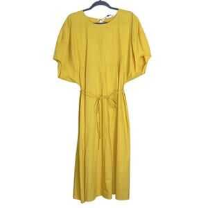 MEIMEIJ NWT Waist Tie Midi Dress Mustard Yellow Back Tie Women's 44/US 10